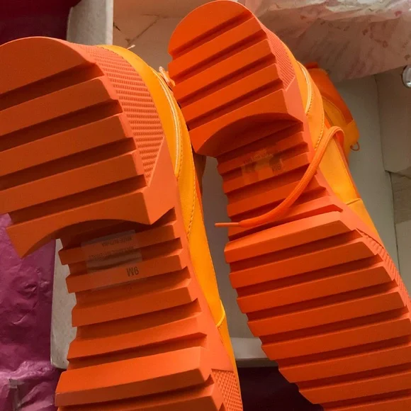 Dolls Kill Orange Combat Boots Tangerine Orange Boots - Picture 5 of 9